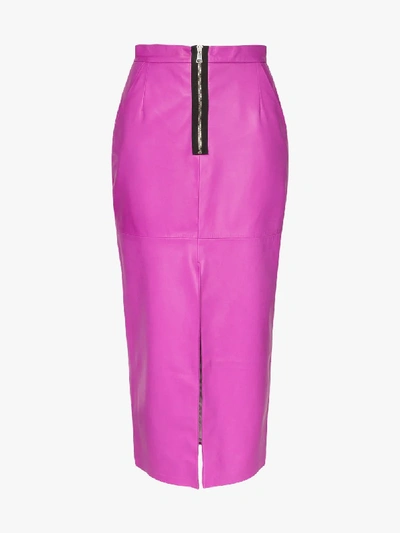 Shop Natasha Zinko High-waisted Leather Pencil Skirt In Pink