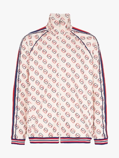 Shop Gucci Gg Logo Print Sports Jacket In Neutrals