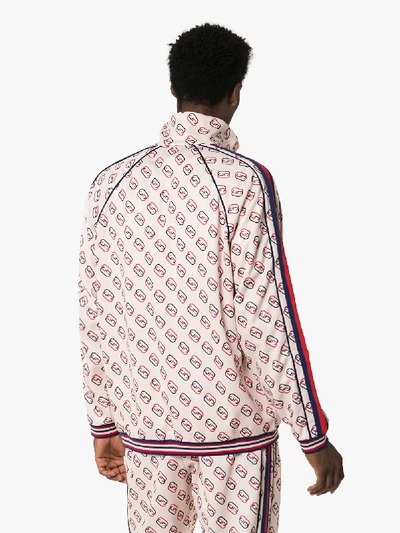 Shop Gucci Gg Logo Print Sports Jacket In Neutrals