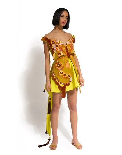 Shop Yuliya Magdych Linen Dress Butterfly In Love