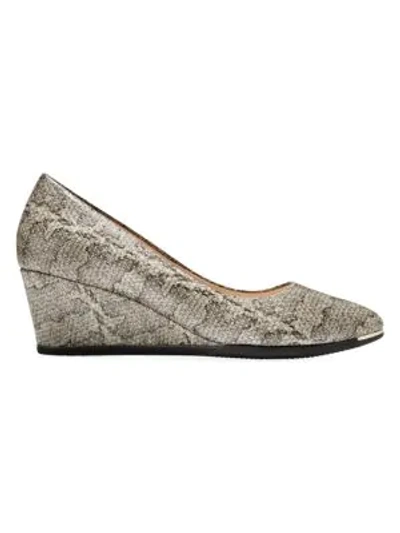 Shop Cole Haan Women's Grand Ambition Snakeskin-embossed Leather Wedge Pumps In Natural