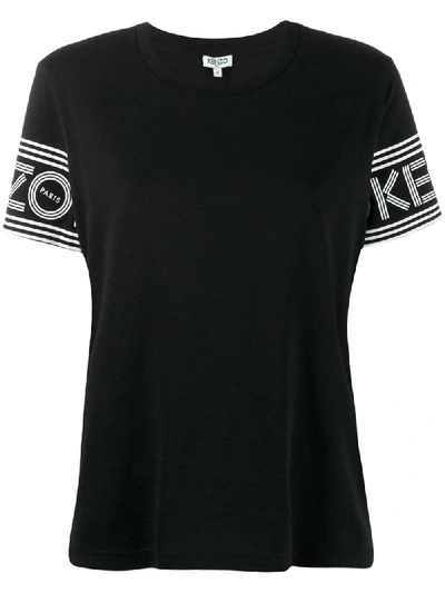 Shop Kenzo Logo Sleeve T-shirt In Black