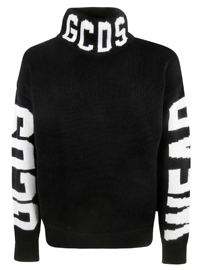 Shop Gcds High Neck Sweater In Nero