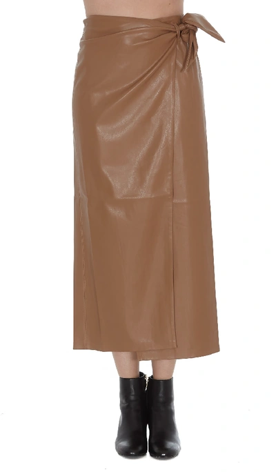 Shop Nanushka Eco Leather Skirt In Brown