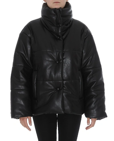 Shop Nanushka Eco Leather Down Jacket In Black