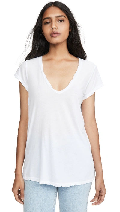 Shop James Perse High Gauge Jersey Deep V Tee In White
