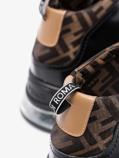 Shop Fendi Black Hybrid Leather Sneakers