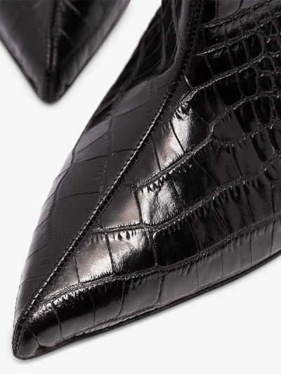 Shop Alexandre Vauthier Black 90 Mock Croc Leather Ankle Boots