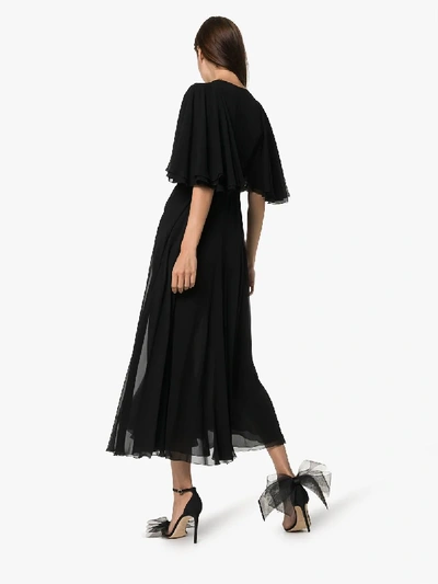 Shop Giambattista Valli Georgette Flared Sleeve Dress In Black