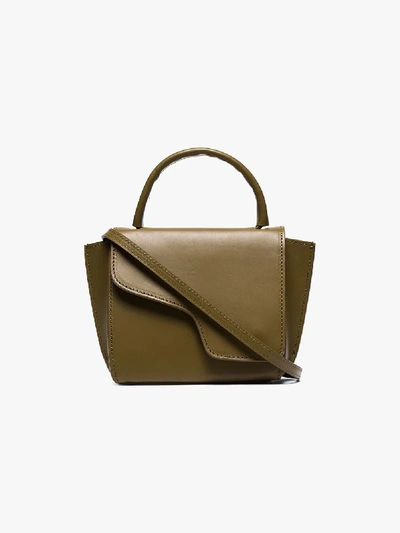 Shop Atp Atelier Khaki Montalcino Leather Cross Body Bag In Green