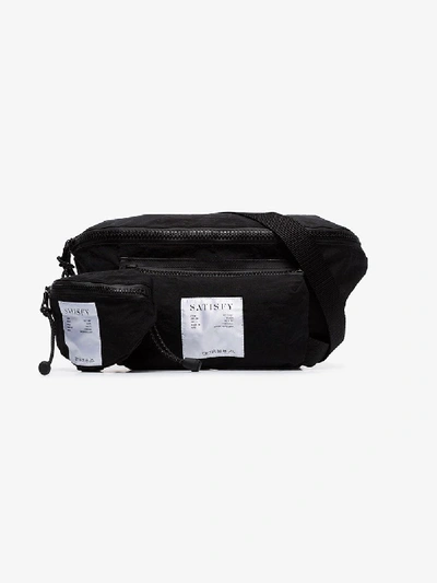 Shop Satisfy Black Logo Nylon Belt Bag