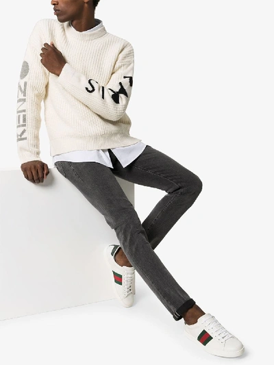 Shop Kenzo Paris Logo Sweater In Neutrals