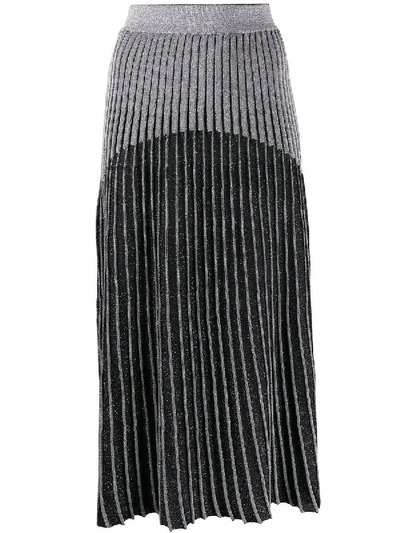 Shop Balmain Ribbed Knit Skirt In Black
