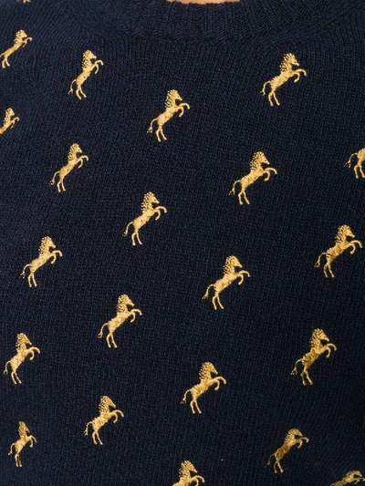 Shop Chloé Evening Blue Horse Embroidered Jumper