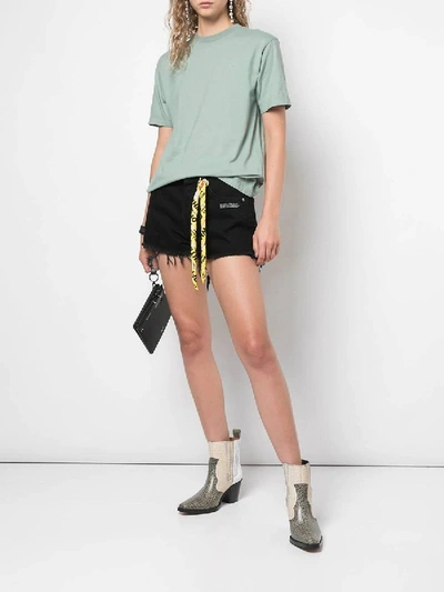 Shop Off-white Twisted Scarf Detailed Denim Shorts