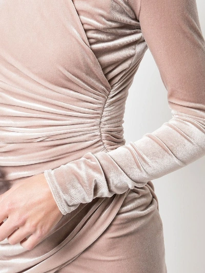 Shop Alexandre Vauthier Velvet Wrap Mini Dress Nude In Neutral