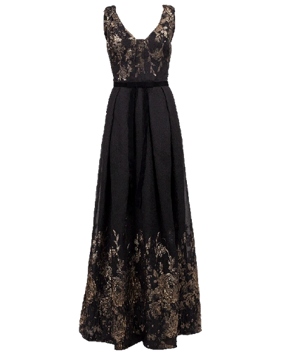 Shop Marchesa Notte Metallic Coupe Gown In Black