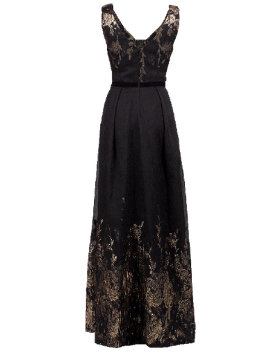 Shop Marchesa Notte Metallic Coupe Gown In Black