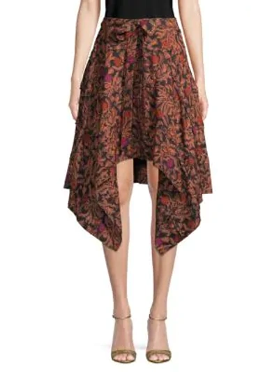 Shop Proenza Schouler Asymmetrical Printed A-line Skirt In Black Multi