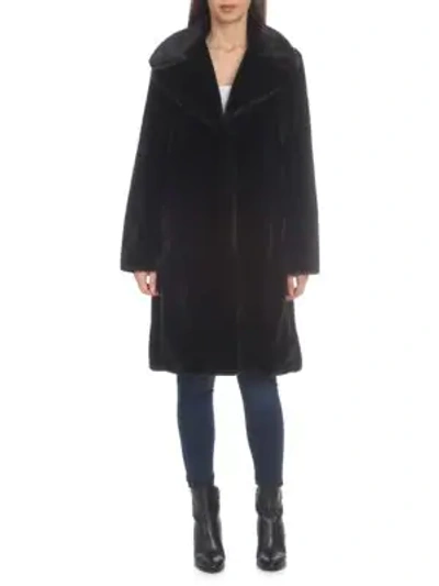 Shop Avec Les Filles Notched Faux-fur Coat In Black