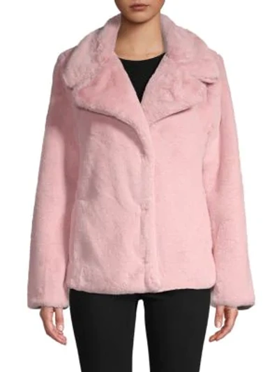 Shop Avec Les Filles Short Faux-fur Jacket In Pink