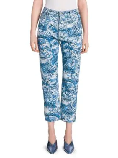 Shop Off-white Hi-rise Tapestry Printed Jeans In Blue