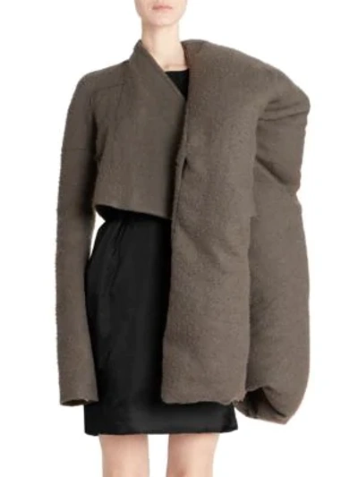 Shop Rick Owens Doll Mantle Cropped Pillow Jacket In Dust