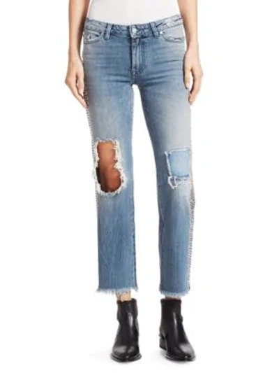 Shop Alchemist Veronica Chain Cropped Jeans In Vintage Blue