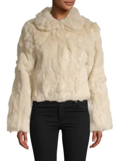 Shop Adrienne Landau Textured Rabbit Fur Jacket In Neutral