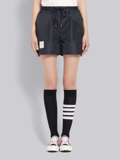 Shop Thom Browne Navy Ripstop Track Shorts In Blue