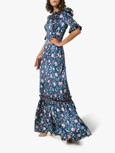 Shop The Vampire's Wife Floral Silk Maxi Dress In Multicoloured