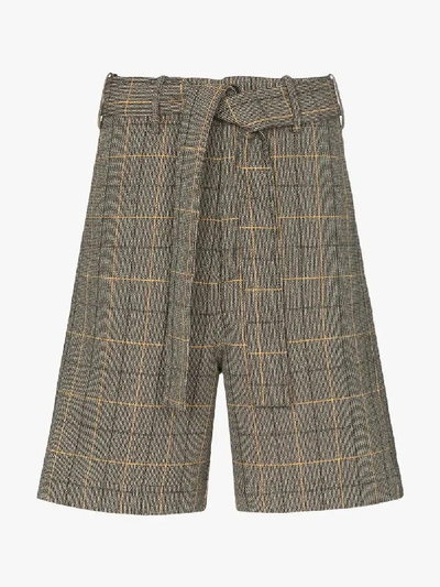Shop Plan C Checked Tailored Bermuda Shorts In Brown