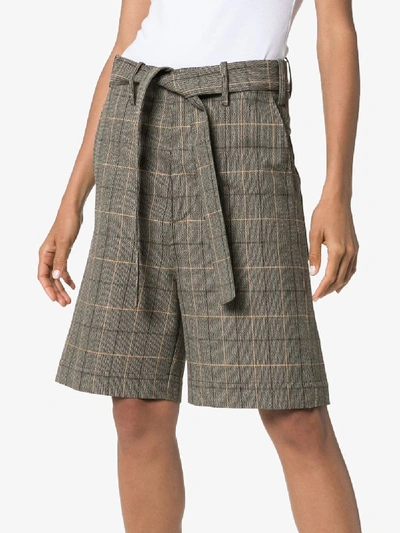 Shop Plan C Checked Tailored Bermuda Shorts In Brown