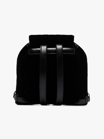 Shop Saint Laurent Black Vicky Quilted Velvet Backpack