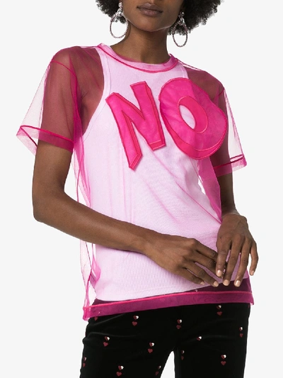 Shop Viktor & Rolf No Embroidered Mesh T-shirt In Pink