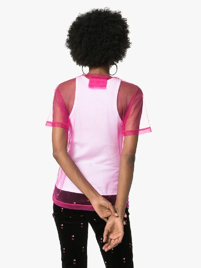 Shop Viktor & Rolf No Embroidered Mesh T-shirt In Pink