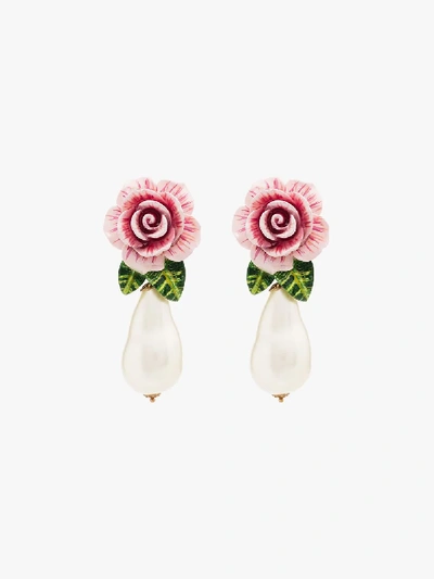 Shop Dolce & Gabbana Multicoloured Rose Charm Earrings
