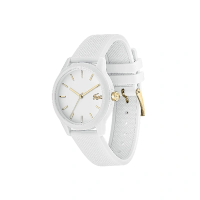 Lacoste Women's L.12.12 White Silicone Petit Piqué Pattern Strap Watch - One Size In White