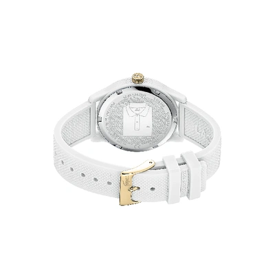 Lacoste Women's L.12.12 White Silicone Petit Piqué Pattern Strap Watch - One Size In White
