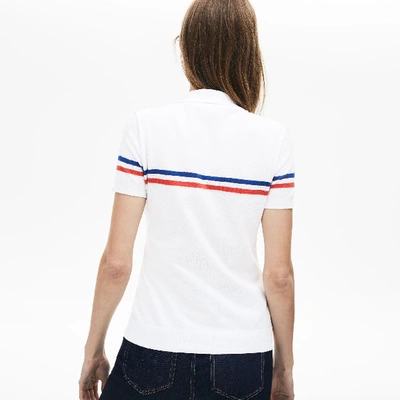 Shop Lacoste Women's Slim Fit Made In France Cotton Polo In White / Navy Blue / White / Red