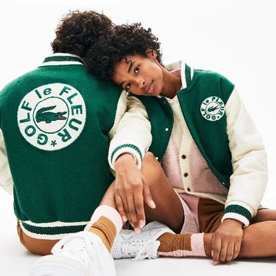 Lacoste X Golf Le Fleur Two Tone Varsity Jacket In Green / White | ModeSens