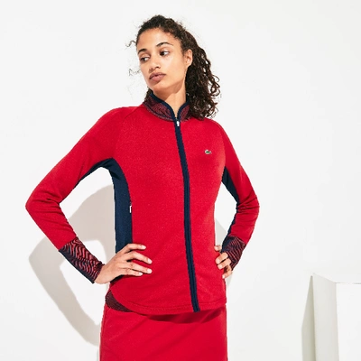 Shop Lacoste Women's Sport Breathable Stretch Zip Golf Jacket In Red,navy Blue,white