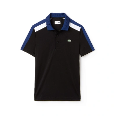 Shop Lacoste Men's Sport Contrast Band Technical Piqué Tennis Polo In Black / Navy Blue / White
