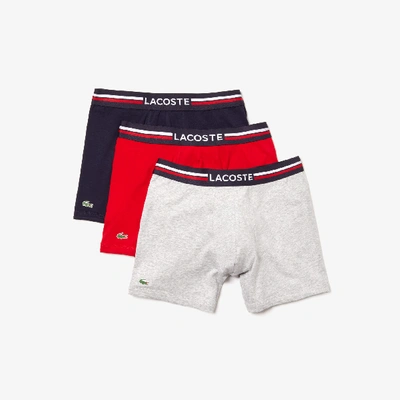 Shop Lacoste Pack Of 3 Color Boxer Briefs In Nvyrdgry