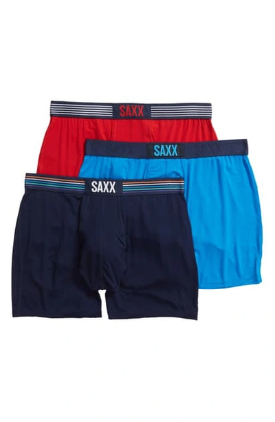 Shop Saxx Ultra 3-pack Boxer Briefs In Blue/ Navy/ Red