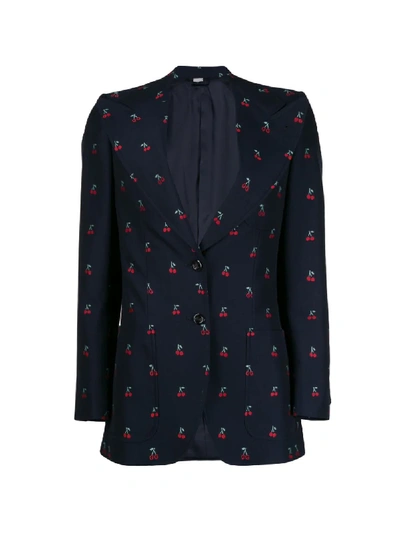 Shop Gucci Cherry Fil Coupé Wool Jacket In Blue