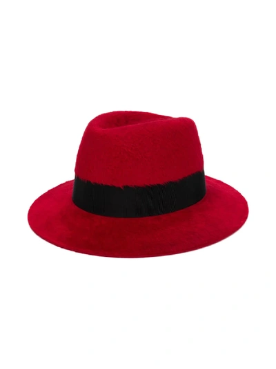 Shop Saint Laurent Felt Fedora Hat In Red