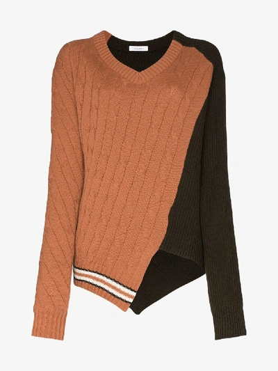 Shop Delada Colour Block Panelled Sweater In Brown