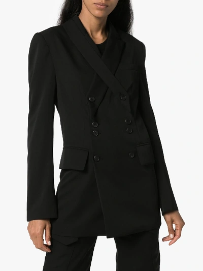 Shop Delada Double-breasted Button Blazer In Black