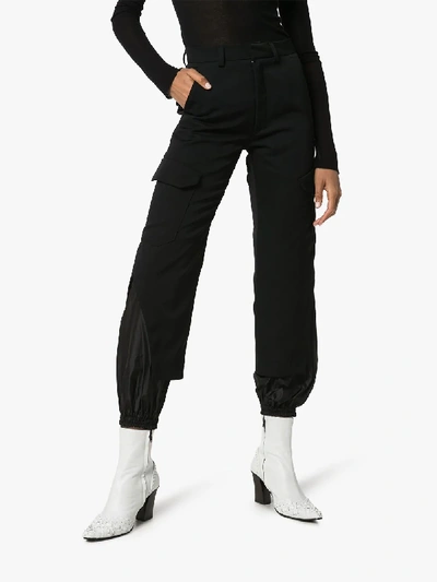 Shop Delada Contrast Cuff Trousers In Black